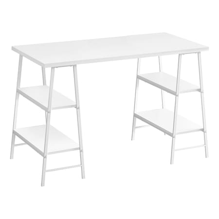 Monarch Specialties Computer Desk, Home Office, Laptop, Storage Shelves, 48"L, Work, Metal, Laminate, White I 7521
